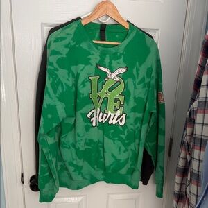 Eagles Green Tie-Dye "Love Hurts" womens Crewneck Sweatshirt